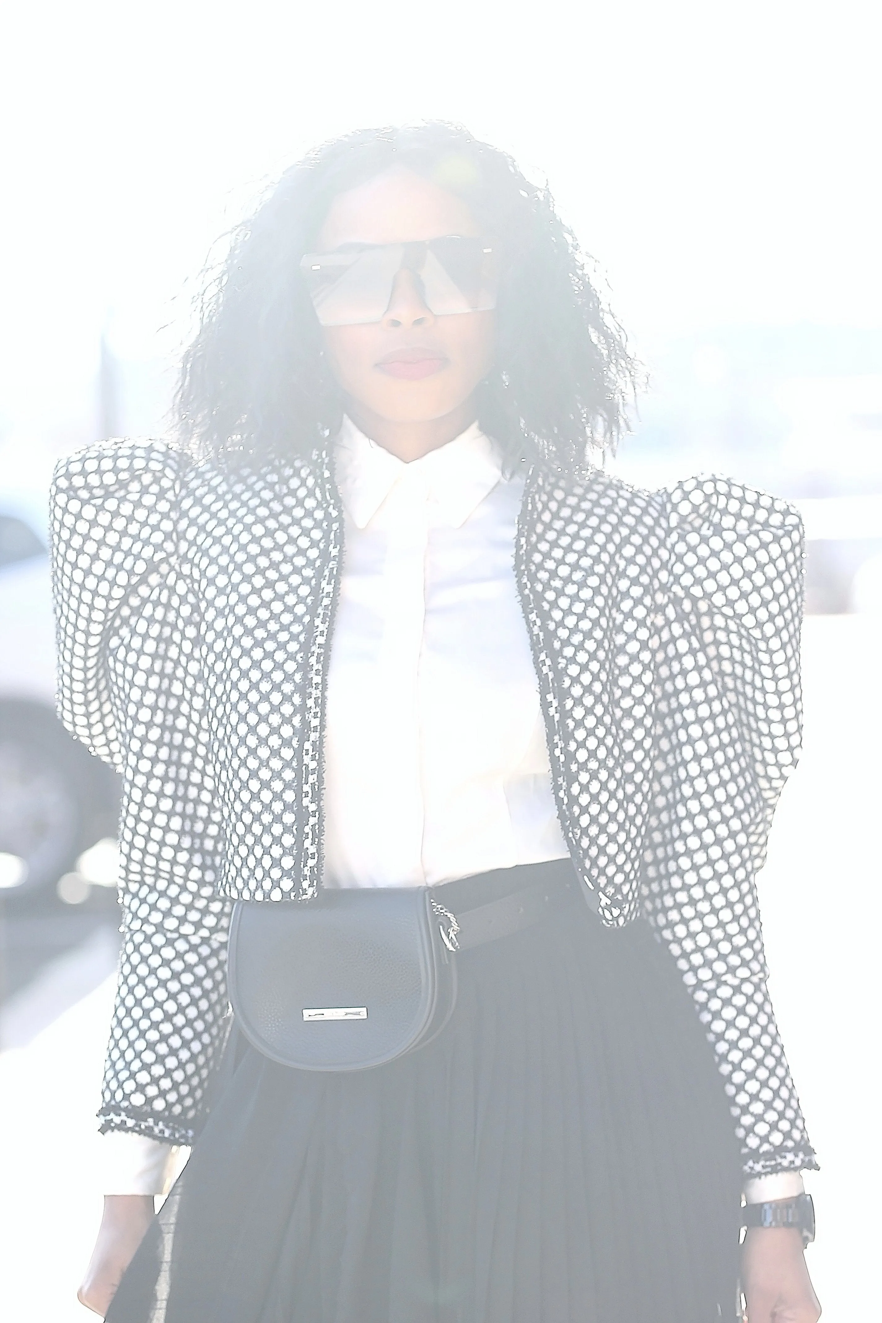 Black and white crop Blazer