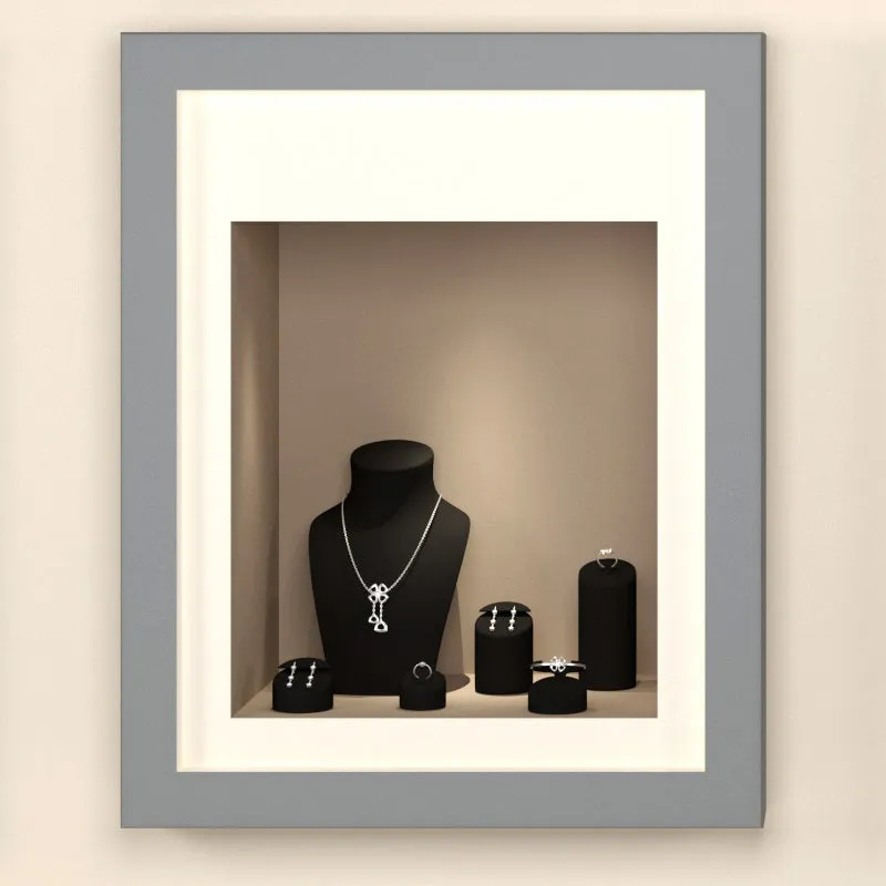 Black Microfiber Earrings Ring Jewelry Display Set TT154