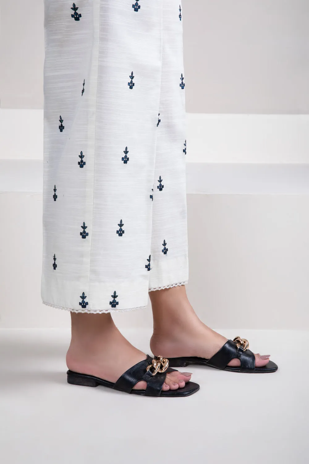 Embroidered Khaddar Culottes