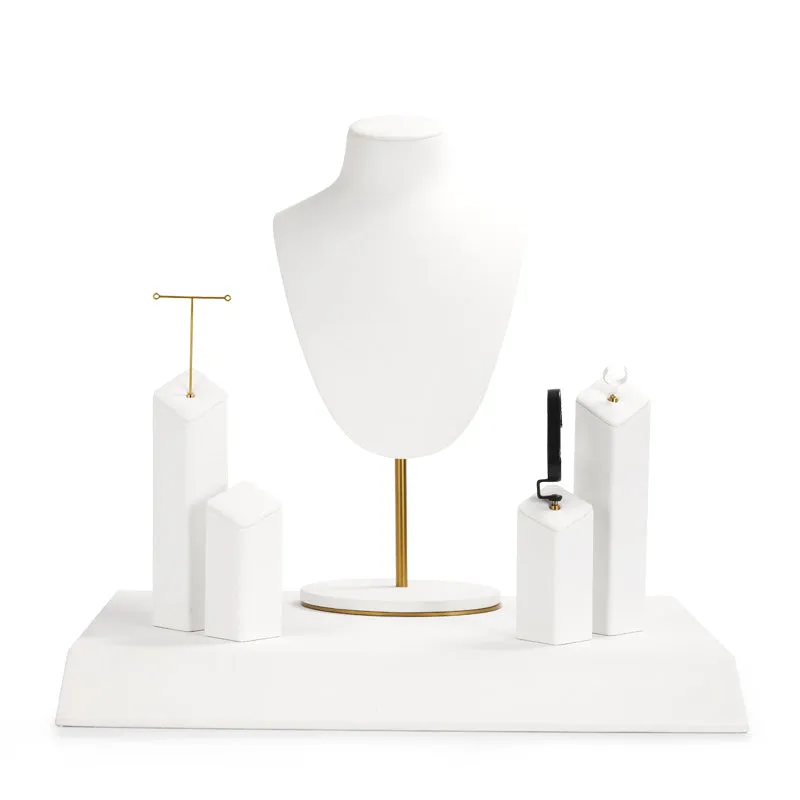 White Microfiber Jewelry Display Set TT067