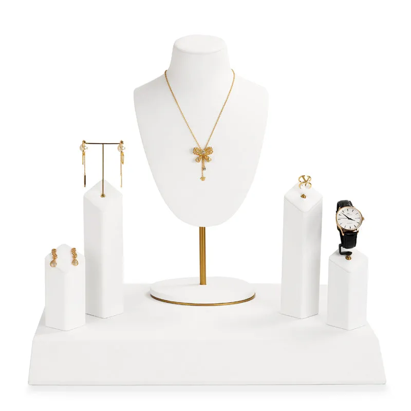 White Microfiber Jewelry Display Set TT067