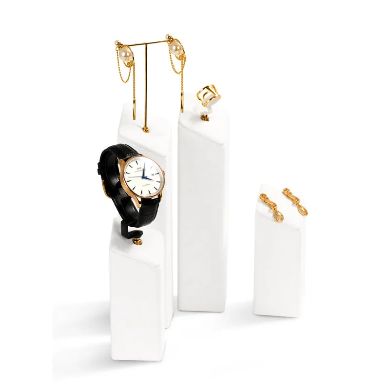 White Microfiber Jewelry Display Set TT067